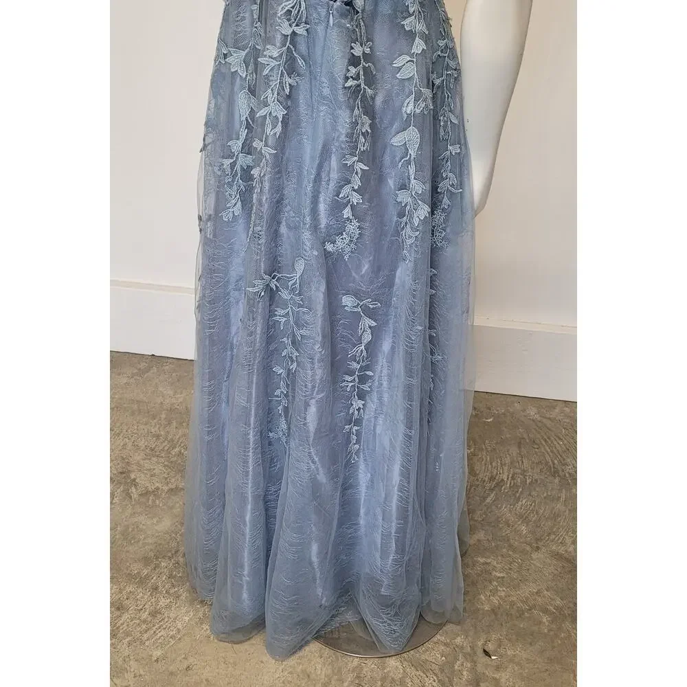 NWT Sky Blue Formal Gown Prom Dress Wedding Party Bridesmaid MOTB - Picture 7 of 15